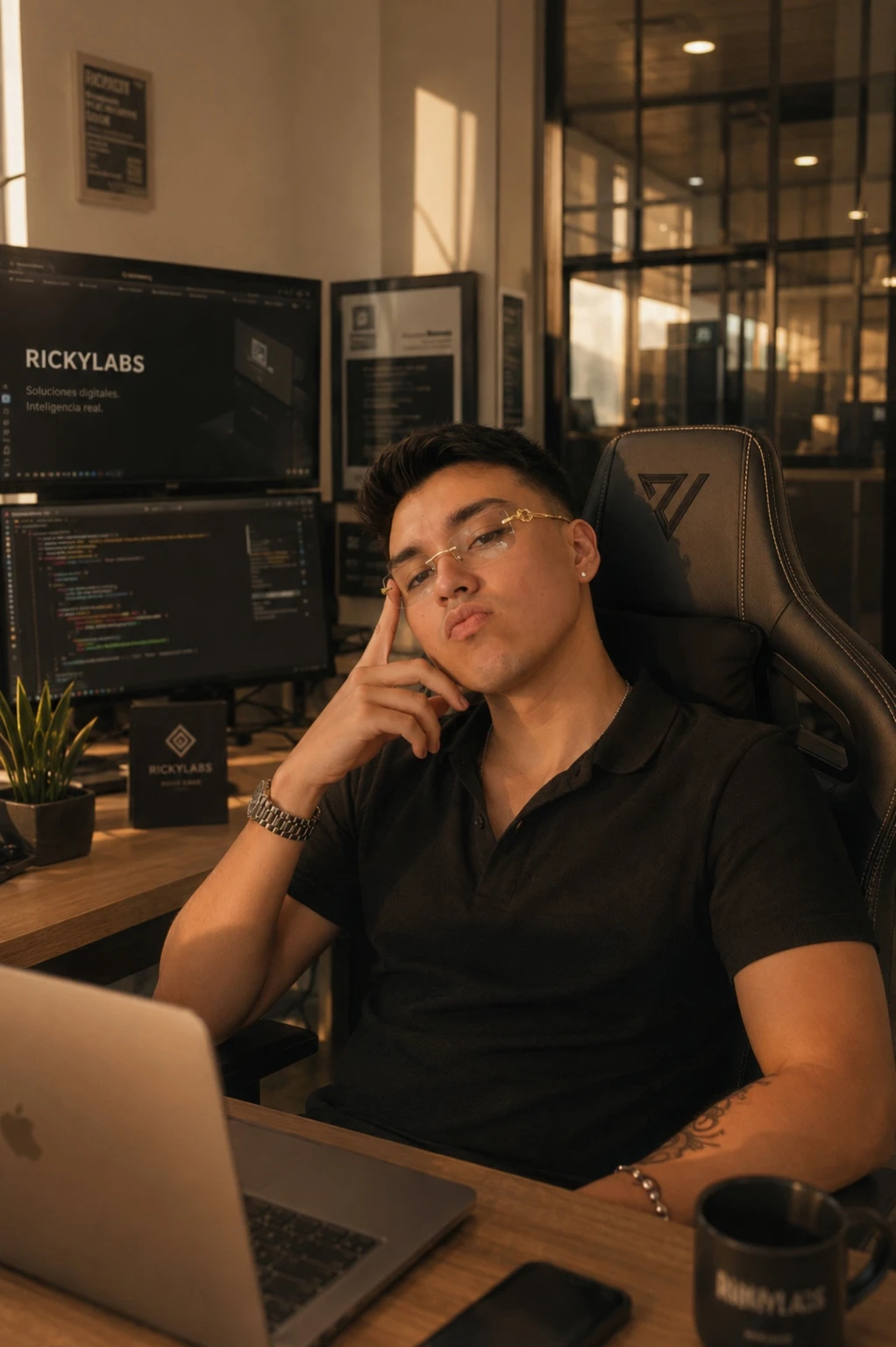Ricky Rodríguez en el estudio de RickyLabs